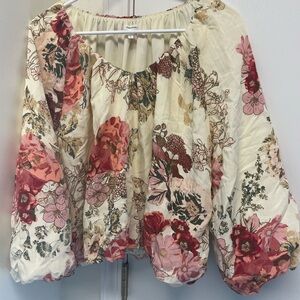 Maurices Floral Blouse - Cream and Red
